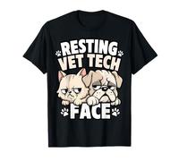 Resting Vet Tech Face Funny Cat Dog Veterinary T-Shirt