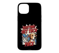 Resting Vet Tech Face Funny Dog Cat Veterinary Case for iPhone 15 Plus