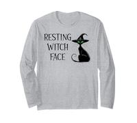Resting Witch Face Black Cat Witchy Cat Halloween Witch Cat Long Sleeve T-Shirt
