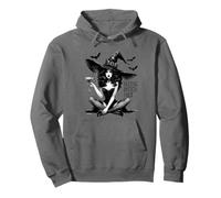 Resting Witch Face Funny Halloween Witch's Hat Woman & Bats Pullover Hoodie