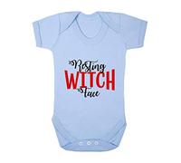 Resting Witch Face Halloween Statement Baby Grow Vest, 0-3 Months, Pastel Blue