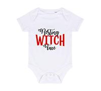 Resting Witch Face Halloween Statement Baby Grow Vest, 3-6 Months, White