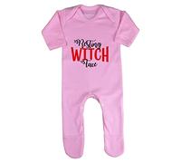 Resting Witch Face Halloween Statement Baby Romper Jumpsuit with feet, 0-3 Months, Pastel Pink
