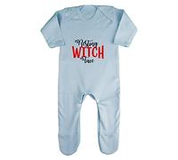 Resting Witch Face Halloween Statement Baby Romper Jumpsuit with feet, 3-6 Months, Pastel Blue