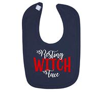 Resting Witch Face Halloween Statement Cotton Baby bib - Navy