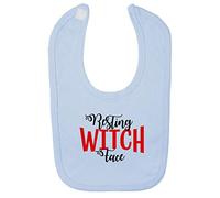 Resting Witch Face Halloween Statement Cotton Baby bib - Pastel Blue