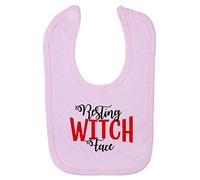 Resting Witch Face Halloween Statement Cotton Baby bib - Pastel Pink