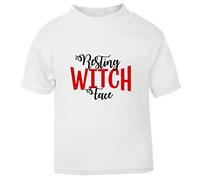 Resting Witch Face Halloween Statement Short Sleeve Cotton Kids t Shirt, 2-3 Years, White