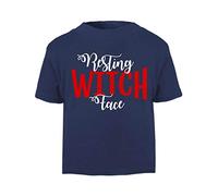 Resting Witch Face Halloween Statement Short Sleeve Cotton Toddler t Shirt, 3-4 Years, Navy