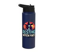 Resting Witch Face Halloween Witch Hat Sunset Stainless Steel Insulated Water Bottle