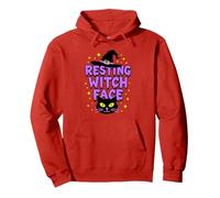 Resting Witch Face: Spooky Halloween Cat Lover Magic Pullover Hoodie, Adult Unisex, Red, L