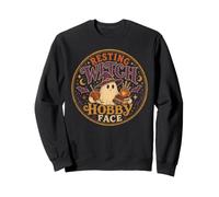 Resting Witch Hobby Face Crochet Halloween Sweatshirt