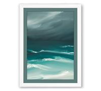 Restless Sea Coastal Framed Wall Art Print A1 (84.1×59.4cm) White, Wall Decor for Living Room, Bedroom, Office & Home, Ready to Hang, Art Gift