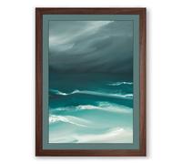 Restless Sea Coastal Framed Wall Art Print A2 (59.4×42cm) Walnut, Wall Decor for Living Room, Bedroom, Office & Home, Ready to Hang, Art Gift