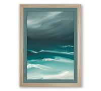 Restless Sea Coastal Framed Wall Art Print A3 (42×29.7cm) Oak, Wall Decor for Living Room, Bedroom, Office & Home, Ready to Hang, Art Gift