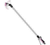 RESTMO 91-152 cm Metal Watering Wand, Long Telescopic Tube | 180° Adjustable Ratcheting Head | 7 Spray Patterns | Flow Control, Garden Hose Sprayer to Water Hanging Baskets, Shrubs, Pink