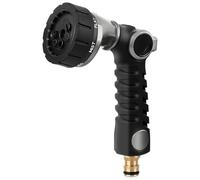 RESTMO Garden Hose Pipe Spray Gun, Heavy Duty Metal Hose Sprayer with 7 Watering Patterns, Thumb Flow Control, High Pressure Water Sprayer for Outdoor Lawn & Plant Watering, Car & Pet Washing, Silvery