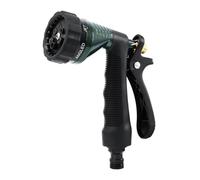 RESTMO Heavy Duty Metal Hose Pipe Spray Gun, Garden Hose Spray Gun with Integrated Trigger Lock, 6 Spray Patterns, Rear Flow Control, Ideal for Lawn, Plants, Car Wash, Patio, Pets, Green