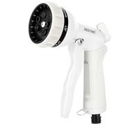 RESTMO Hose Pipe Spray Gun, Heavy Duty Garden Hose Spray Gun, High Pressure Hose Nozzle, Metal Hand Sprayer with 7 Patterns and Water Flow Control, Ideal to Water Plant & Lawn, Wash Car & Pet, White