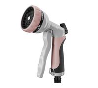 RESTMO Hose Pipe Spray Gun, Heavy Duty Garden Hose Spray Gun, High Pressure Hose Nozzle, Metal Hose Gun with 7 Patterns and Water Flow Control, Ideal to Water Plant & Lawn, Wash Car & Pet, Rose Gold