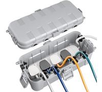 RESTMO Outdoor Waterproof Box (29 × 13.2 × 10cm), IP54 Weatherproof Electrical Box for Multi Plug Extension Lead, Protect Outlet, Plug, Christmas String Lights from Water, Snow, Dust, Light Grey