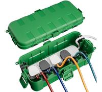 RESTMO Outdoor Waterproof Box (29 × 13.2 × 10cm), IP54 Weatherproof Electrical Box for Multi Plug Extension Lead, Protect Outlet, Plug, Christmas String Lights from Water, Snow, Dust, Green