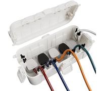 RESTMO Outdoor Waterproof Box (29 × 13.2 × 10cm), IP54 Weatherproof Electrical Box for Multi Plug Extension Lead, Protect Outlet, Plug, Christmas String Lights from Water, Snow, Dust, White