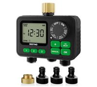 RESTMO Sprinkler Timer for Outdoor Hose Faucet 3 Zone, Up to 11h59m Programmable Watering Timer for Soaker Hose, Misting with Brass Inlet & Large Dial, Rain Delay/Manual/Automatic Irrigation System