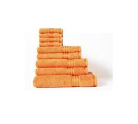 Restmor Bathroom Towel Set 9 Piece 500GSM 100% Luxury Combed Cotton Towel Bale Supreme Bundle Soft & absorbent 4 wash cloths, 2 hand towels, 2 bath towels & 1 large bath sheet (ORANGE)