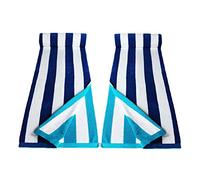 Restmor Beach Towels 100% Cotton - Pack of 2 - Available in various designs (Candystripe Blue)