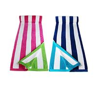 Restmor Beach Towels 100% Cotton - Pack of 2 His&Hers - Candy Stripe Blue & Candy Stripe Pink