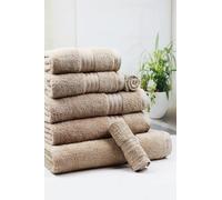 Restmor Ltd 7 Piece Towel Set For Bathrooms Supreme Egyptian Cotton Matching Towel Set 500 GSM Set Contains 2 Face cloth flannells, 2 Hand Towels, 2 Bath Towels 1 Large Bath Sheet (LATTE)