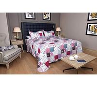 Restmor Quilted Reversible Patchwork Design Bedspread in 3 sizes with pillow shams - Freya (Single includes 1 Sham)
