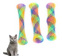 Restokki 3Pcs Cat Spring Tube Toy, Colorful Bouncing Interactive with Bell and Catnip Provide Excitement Pets Lightweight Flexible Nylon Material Bright Colors Good Companion Reduce Stress
