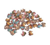 Restokki Adorable 50-Piece Assorted Wooden Animal Buttons - 1.2in Durable Retro Style for Crafting, Sewing, DIY Projects, Baby Cardigans, and Creative Embellishments - Gift for DIY Enthusiasts