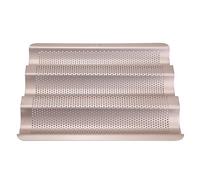 Restokki Baguette Pan Bread Tray Bread Mold, 10inch French Bread Pan Baguette Baking Tray for Baking Bread, 3-Slot Non Stick Bread Baking Mould for Bakes French-Bread