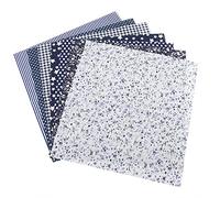 Restokki Cotton Fabric DIY Assorted Squares Pre-Cut Bedding Kit Quarters Bundle Dark Blue 7pcs 25 * 25cm(25 * 25)