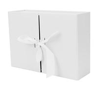 Restokki Double Door Gift Box Bow Design Reusable External 26x19x8cm Paper Material Decorative Folding Wrapping Gift Box for Jewelry Storage and Seasonal Decorations (White)