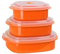 Reston Lloyd Calypso Basics Microwave Cookware, Steamer and Storage Set, Orange, Multiple Sizes, 6-Piece