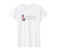 Restore Britain UK Union Jack Flag Patriotic British Pride Value Graphic T-Shirt, Women, White, L