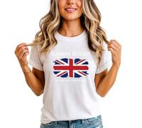 Restore Britain Union Jack Womens Tshirt We Want Our Country Back British Pride Tee UK Patriot Top L (16-18) White