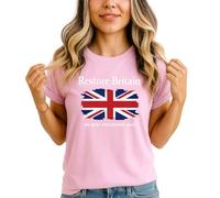 Restore Britain Union Jack Womens Tshirt We Want Our Country Back British Pride Tee UK Patriot Top L (16-18) Light Pink