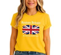 Restore Britain Union Jack Womens Tshirt We Want Our Country Back British Pride Tee UK Patriot Top S (8-10) Sunflower