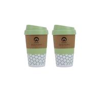 Restore Coffee Cup Travel Mug, Renew 320ml Multi Coloured Pack Reuseable Polypropylene Silicone Grip Leakproof BPA Free Beverage Cup, Fits Standard Cup Holders (2 Pack Teal)