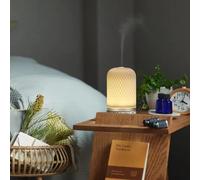 Restore Textured Porcelain Diffuser - Features: Elegant Textured Glass Cover With Metallic Base, Warm White LED Mood Light/night Light, 120ml Water Tank Capacity Provides Up To 10 Hours Of Mist