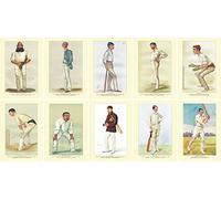 Restored Set of 10 x A4 Vanity Fair Art Prints: Vintage Cricketers