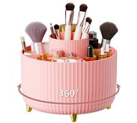 Restorgan 360°Rotating Pen Holder, Desk Organisers with 5 Compartments Pencil Organizer, Art Supply Storage Box Caddy for Home Office Supplies Desktop Tidying and Stationary Storage（Pink）