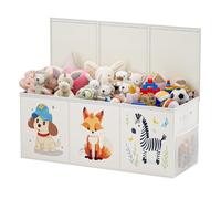 Restorgan Extra Large Toy Box Storage - Collapsible Sturdy Toy Storage Organizer with Lids, Cute Toy Chest Organizer for Boys Girls, Large Kids Toy box Bins for Playroom, Bedroom, Nursery (Beige)