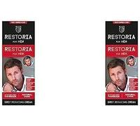 Restoria Grey Reducing Cream for Men - Hair Cream for Restoring Natural Hair Colour Gradually, Up to 100% Grey Coverage - Vegan, 100ml (Pack of 2)