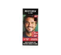 Restoria Men's Hair & Beard Dye Kit BROWN | Quick 5-Minute Grey Coverage | Hydrating, Easy Brush-In Formula | Natural Matte Look | Vegan & Paraben-Free